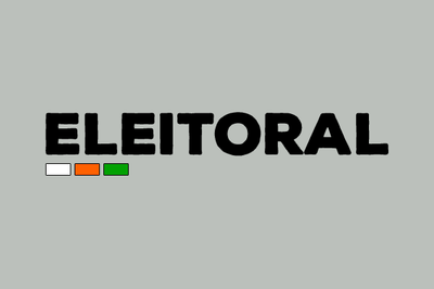 Arte retangular de fundo cinza com o dizer ELEITORAL e três pequenos retângulos nas cores branca, laranja e verde, em alusão aos botões das urnas eletrônicas brasileiras