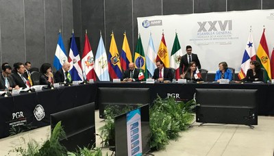 Foto dos procuradores e procuradoras da repÃºblica de paÃ­ses que compÃµem a AssociaÃ§Ã£o Ibero-americana de MinistÃ©rios PÃºblicos (Aiamp)