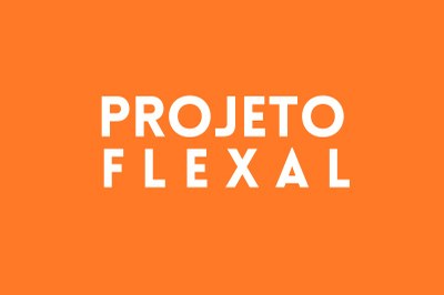 retangulo laranja com a expressão projeto Flexal em letras brancas