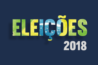 Imagem em retângulo verde com a palavra eleições,com as cores da bandeira brasileira.