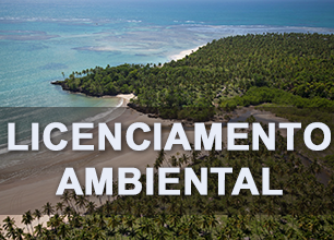 A arte mostra uma parte da ilha de Boipeba tendo à frente a expressão Licenciamento Ambiental