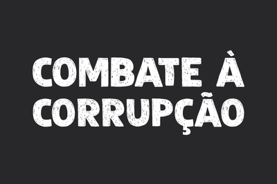 #Pracegover Arte com fundo preto. Em branco, como se estivesse sido escrito com giz se lê "Combate à Corrupção"