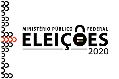Arte retangular com fundo branco, desenhos de cadeados pretos na lateral esquerda e o texto "Ministério Público Federal, Eleições 2020" ao centro, na cor preta.
