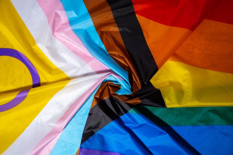 Foto mostra diversas bandeiras do movimento LGBTQIA+