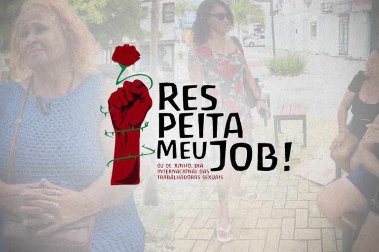 Arte gráfico de fundo branco com o escrito: 'Respeita meu Job'.