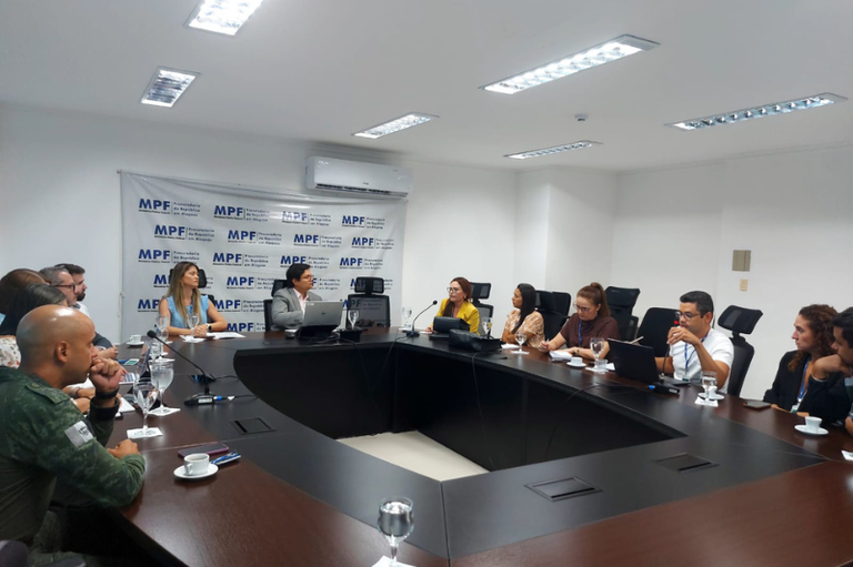 Foto tirada durante a reunião, com membros representantes das instituições