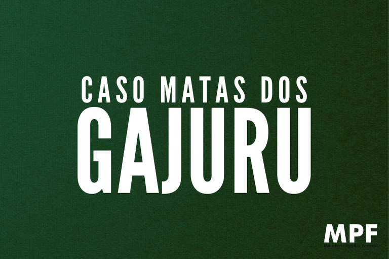 Fundo verde, em letras brancas, escrito Caso Matas dos Gajuru