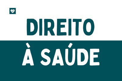 arte retangular com os nomes Direito à Saúde em letras brancas