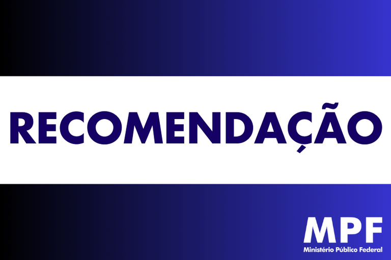 Imagem de fundo azul royal com uma faixa branca centralizada, onde se lê RECOMENDAÇÃO
