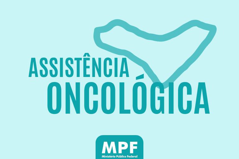Arte em azul, onde se lê "Assistência Oncológica"