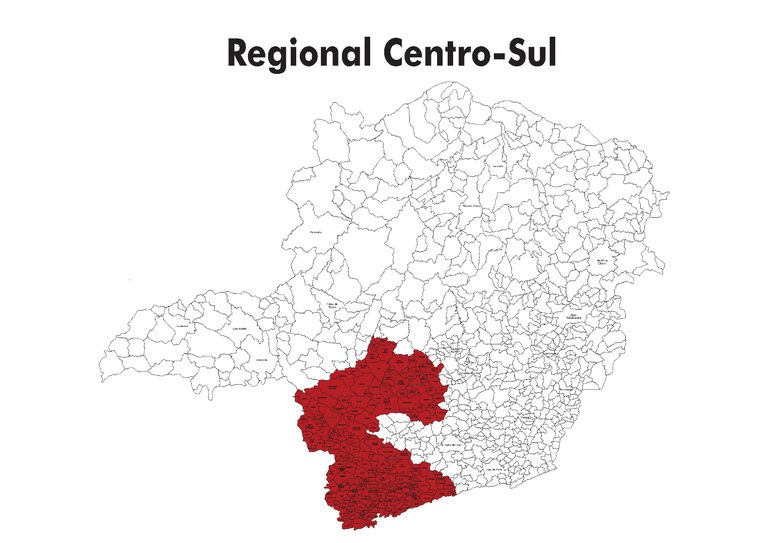 Mapa da região Centro-Sul