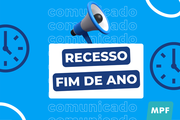 banner com fundo azul claro onde se lê recesso fim de ano escrito em preto
