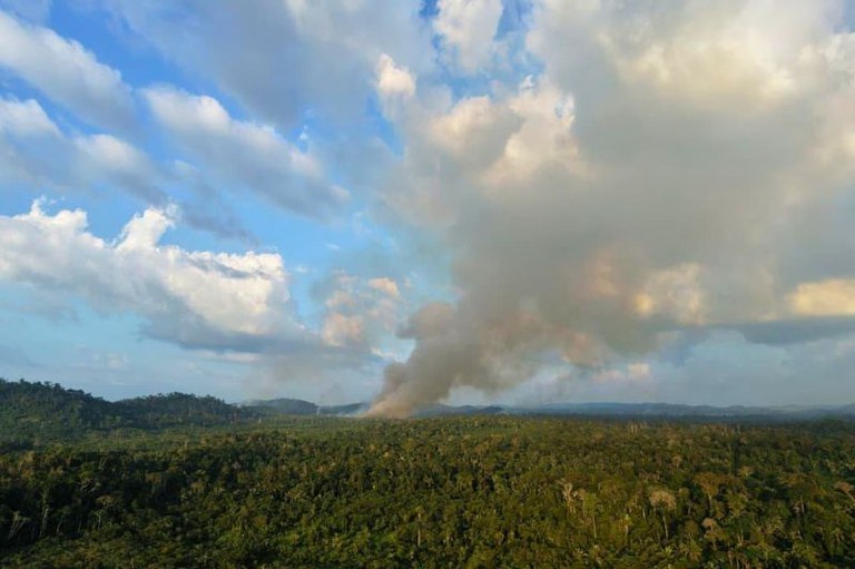 Imagem mostra Fogo na TI Ituna-Itatá, no último dia 3
