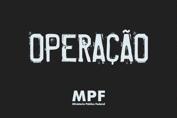 Arte retangular com fundo em preto e a palavra operação em branco. Abaixo, a logomarca do MPF.