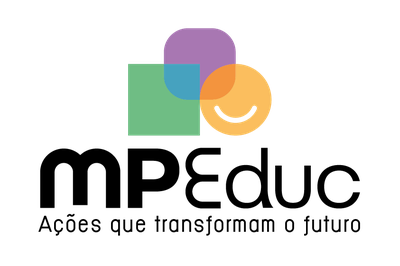 A imagem é uma arte com a mensagem MPEduc ações que transformam o futuro
