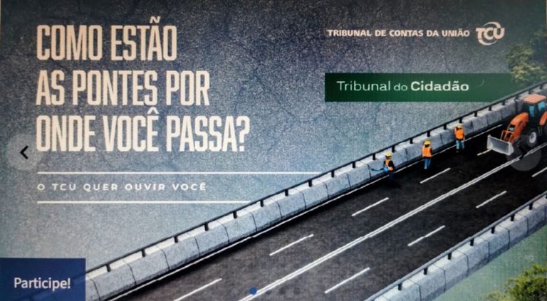 Imagem do banner da consulta pública do TCU sobre a situação das pontes no país