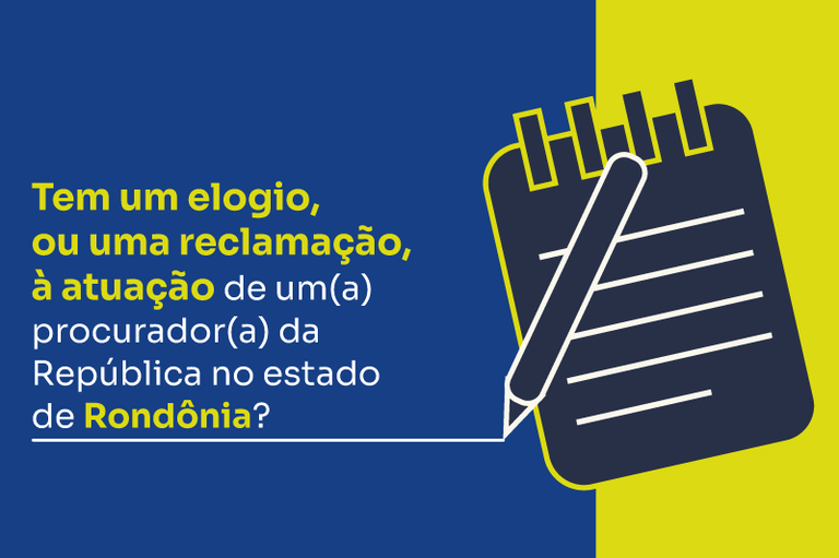 Arte gráfica em fundo dividido em azul e amarelo. No lado esquerdo, em letras brancas e amarelas, está escrito: