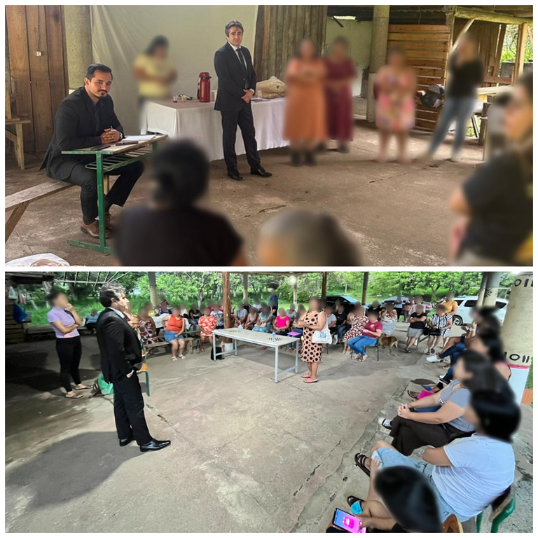 Colagem de fotos mostra mulheres reunidas para debater seus direitos. A segunda foto mostra um aumento expressivo ante a primeira foto, do primeiro encontro