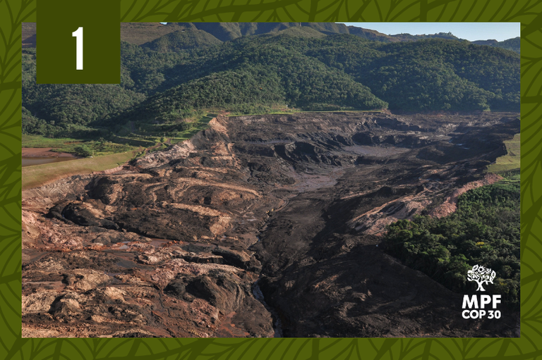 Foto aérea mostra a barragem rompida