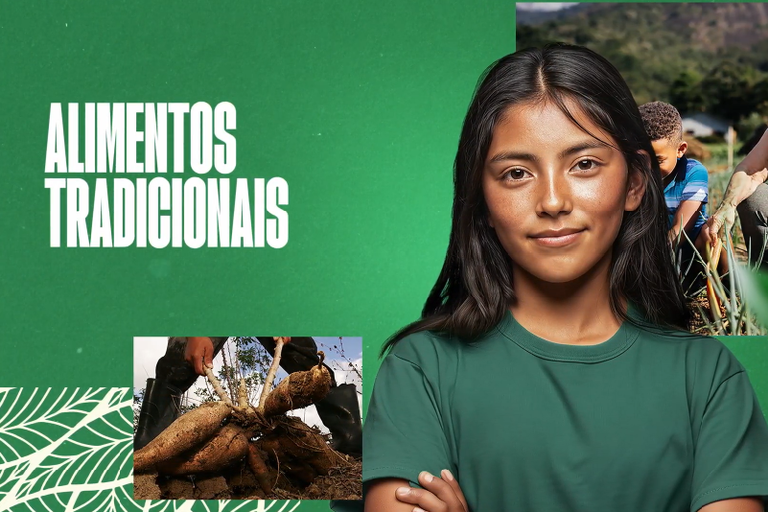 Imagem na cor verde com menina indígena de braços cruzados e o nome do episódio do videocase do lado esquerdo