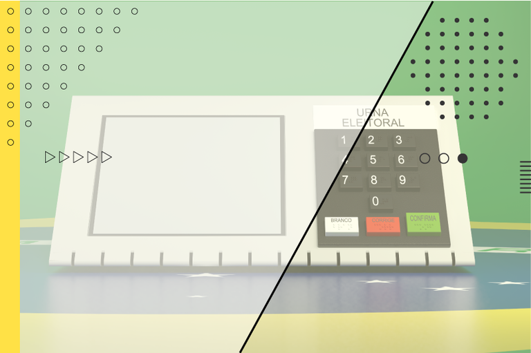 Arte com a urna eletrônica de votação