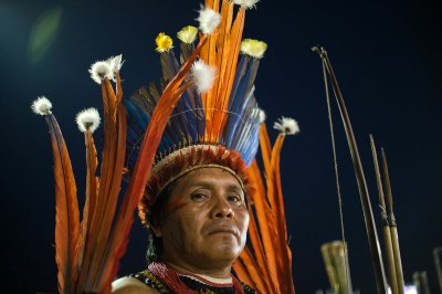 Índio da etnia Wai-Wai nos Jogos Mundiais Indígenas de 2015, em Palmas/TO (créditos da foto: Marcelo Camargo/Agência Brasil)