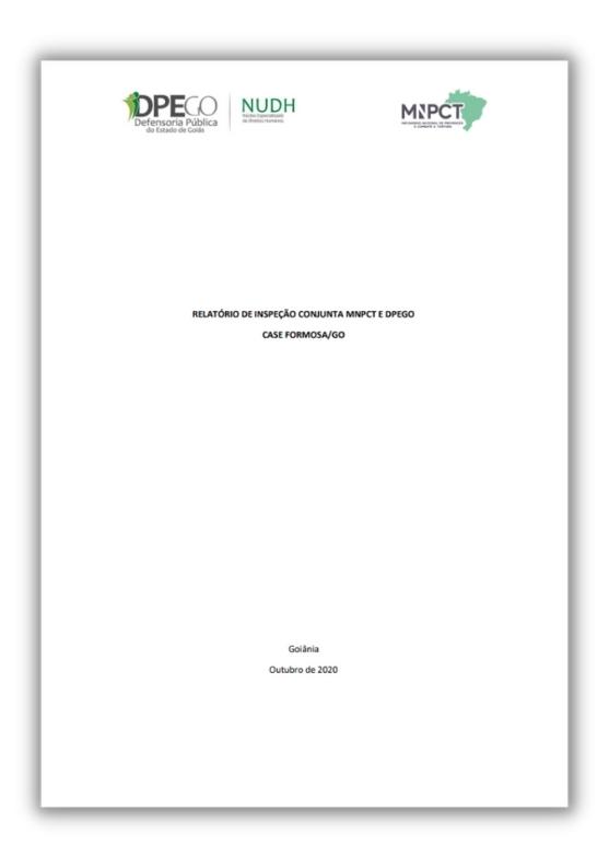 Relatório de Inspeção conjunta MNPCT e DPEGO Case, Formosa/GO, 2020