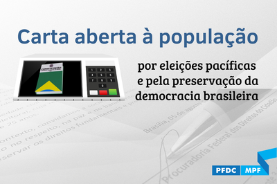 Foto da carta, com dizeres Carta aberta à população por eleições pacíficas e pela preservação da democracia brasileira