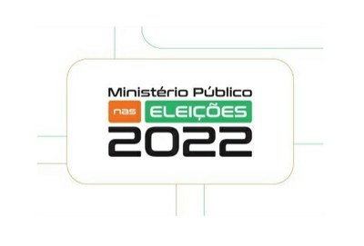 Arte com fundo branco e um quadrado vazado com bordas finas e escuras no centro. Dentro dele está escrito Ministério Público nas Eleições 2022