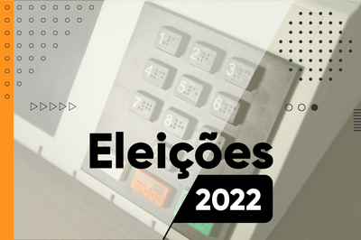 Imagem de uma urna eletrônica com a expressão Eleições 2022 sobreposta