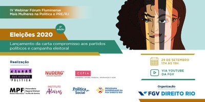 IV Webinar Fórum Fluminense Mais Mulheres na Política e Procuradoria Regional Eleitoral no Rio de Janeiro.