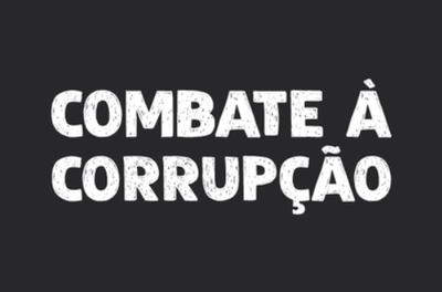 #Pracegover Retângulo com fundo preto escrito em branco "combate à corrupção"