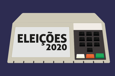 #paratodosverem Imagem ilustrativa de uma urna eletrônica com as palavras "eleições 2020" escritas na tela