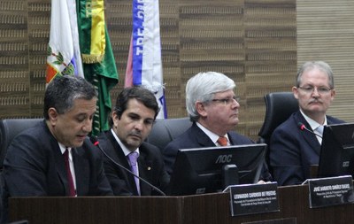 Da esquerda para direita: Leonardo Cardoso de Freitas, José Augusto Vagos, Rodrigo Janot e Poul Erik Dyrlund (Foto: Ascom/PRRJ)
