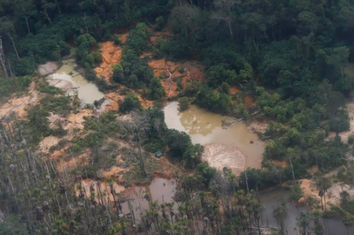 Foto aérea do garimpo ilegal na Terra Indígena Yanomami