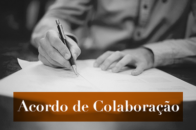 #pratodosverem: a palavra Colaboração em primeiro plano, imagem de fundo é a mão de uma pessoa escrevendo num papel