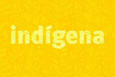 Palavra "indígenas" escrita sobre fundo amarelo.